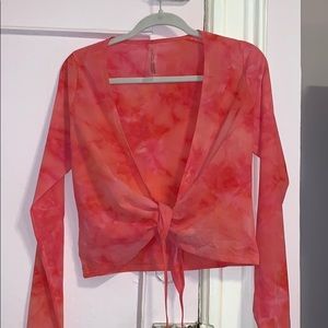 Outdoor Voices tie dye tissue weave wrap